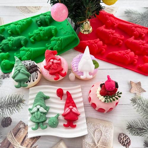 Silicone Christmas Gnome Candy Chocolate Mold, 2 Pack Y39020