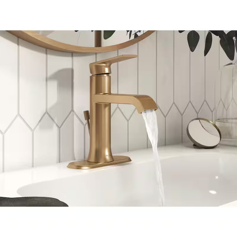 Single Handle Single Hole Bathroom Faucet in Bronzed Gold K5557