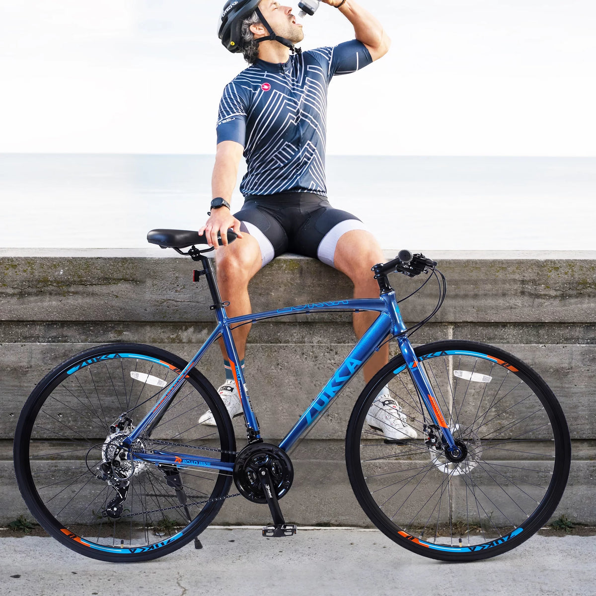 Blue 24 Speed 700C Hybrid Bike T733