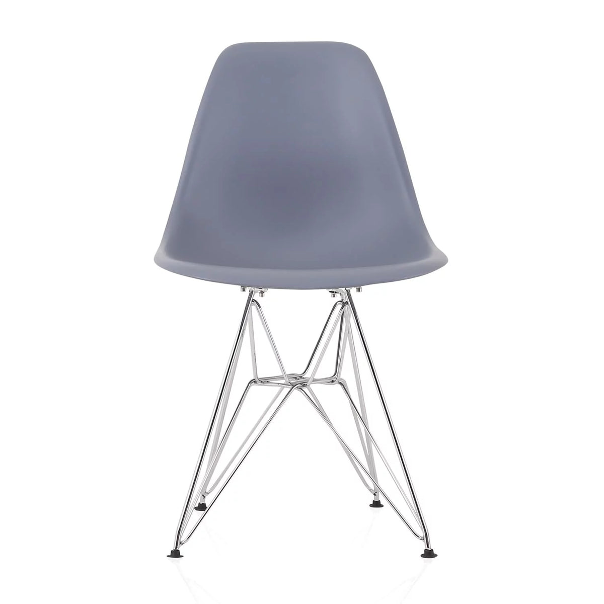 Dark Gray Molded Plastic Dining Chair with Steel Wire Legs R129