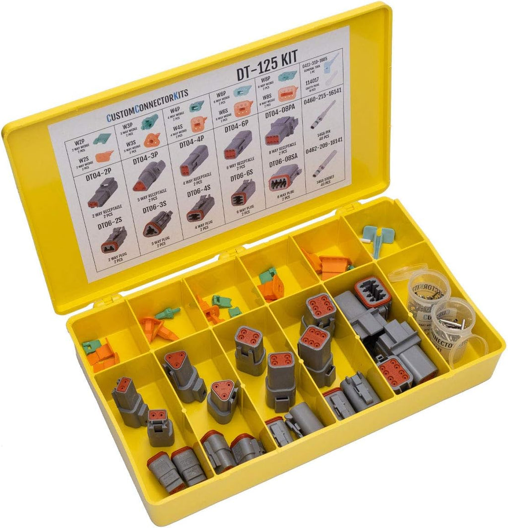 Gray Automotive Electrical Connectors 14-20 Gauge 125 Piece Kit with Crimp Tool V43139