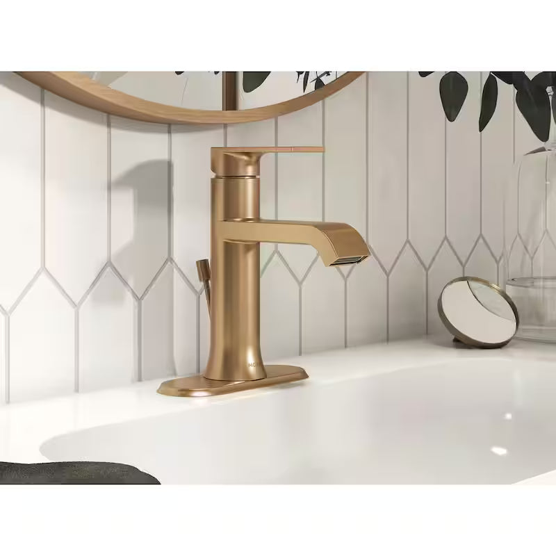 Single Handle Single Hole Bathroom Faucet in Bronzed Gold K5557