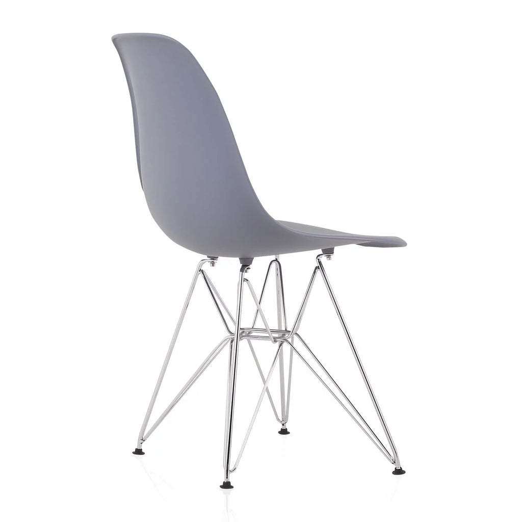 Dark Gray Molded Plastic Dining Chair with Steel Wire Legs R129