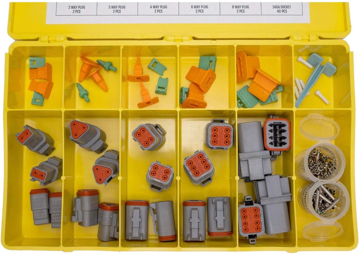 Gray Automotive Electrical Connectors 14-20 Gauge 125 Piece Kit with Crimp Tool V43139