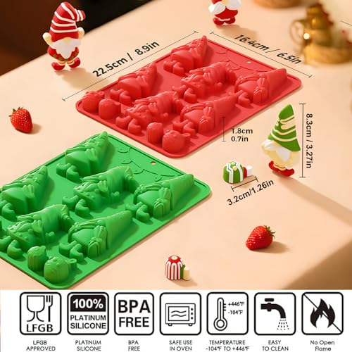 Silicone Christmas Gnome Candy Chocolate Mold, 2 Pack Y39020