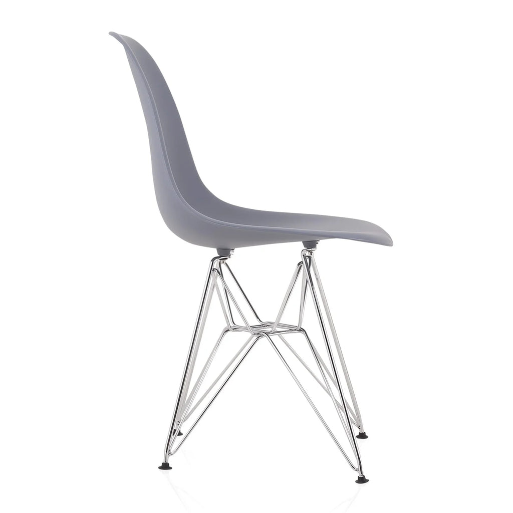 Dark Gray Molded Plastic Dining Chair with Steel Wire Legs R129