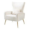 White Velvet Accent Chair with Lumbar Pillow D844252